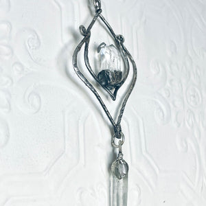 Clear Quartz Fine Lantern Necklace