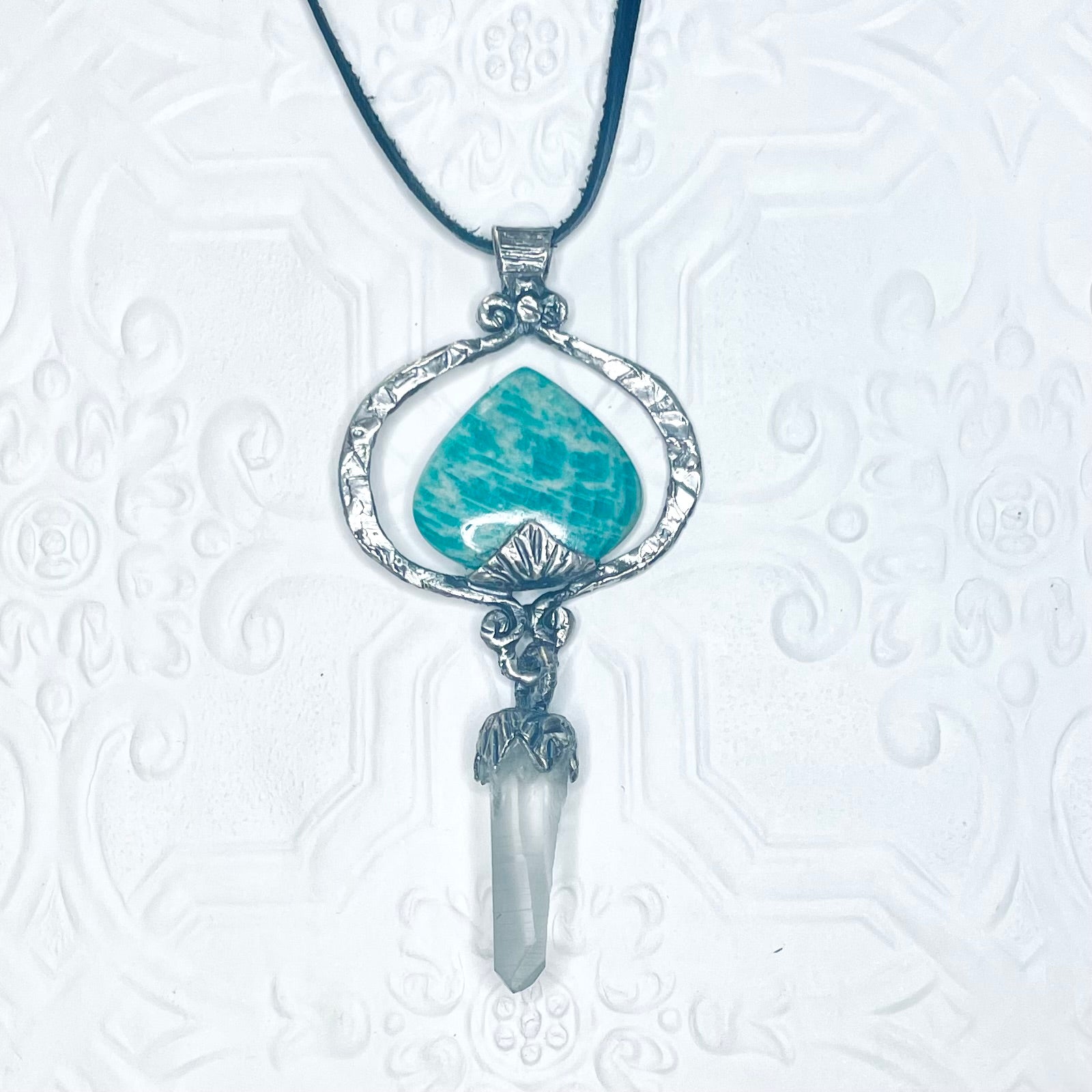 Amazonite and Quartz Sterling Silver Necklace