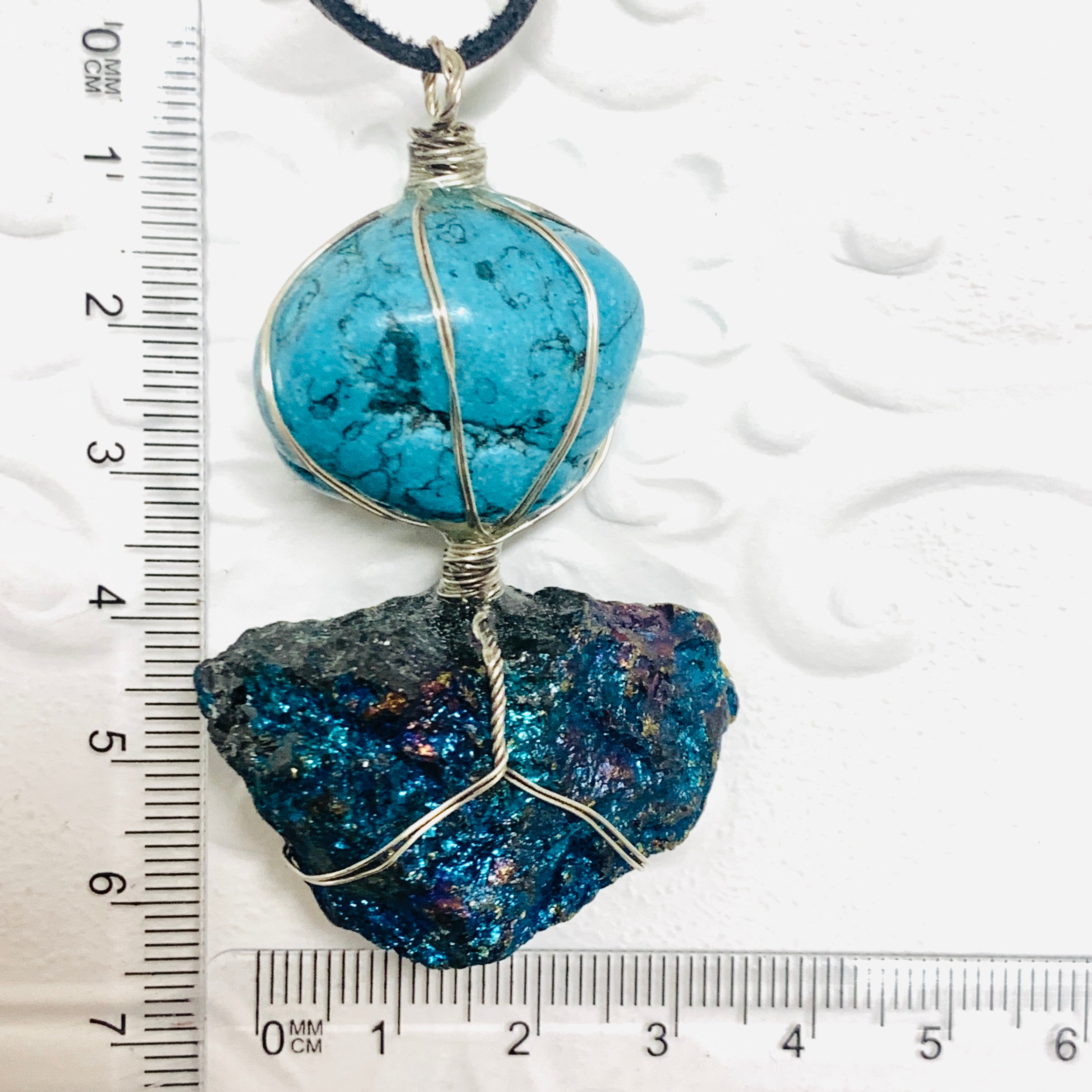 Howlite and Peacock Ore Necklace