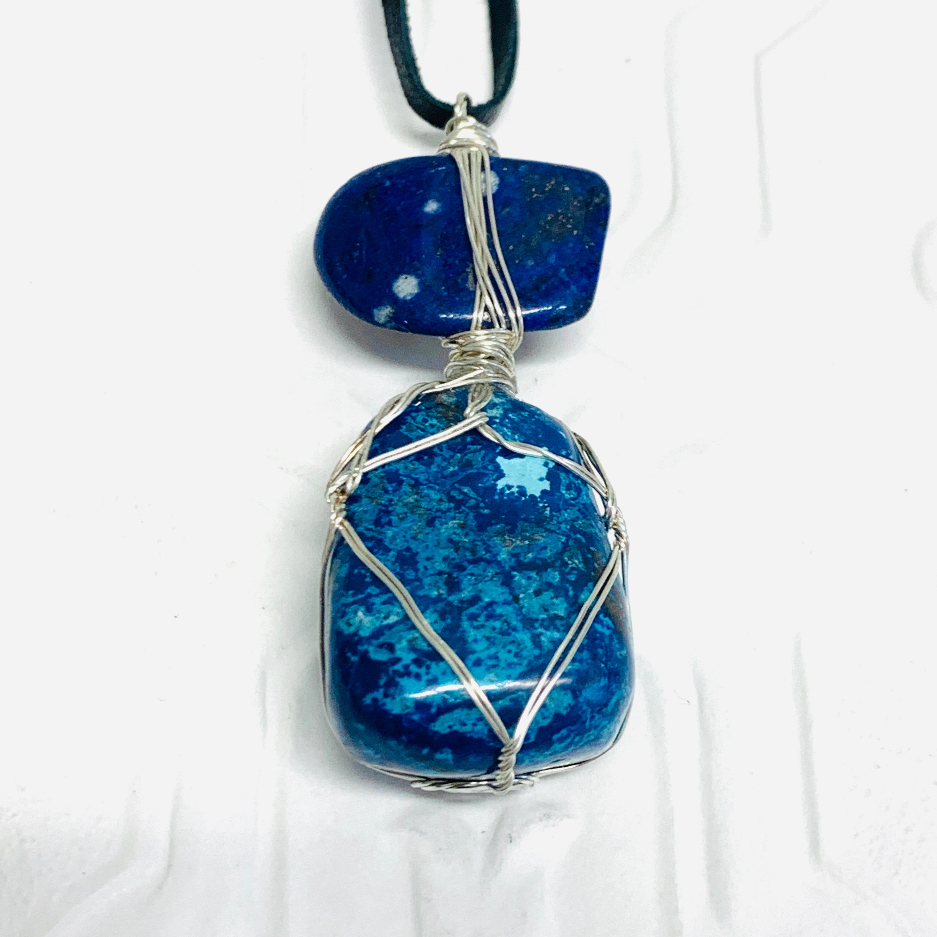 Lapis Lazuli, Pyrite and Shattuckite Necklace