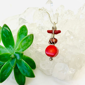 Red Coral and Red Pearl Petite Necklace