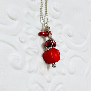 Red Coral and Red Pearl Petite Necklace
