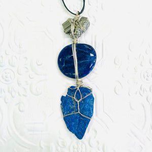 Pyrite, Sodalite and Raw Lapis Lazuli Pendant