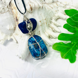 Lapis Lazuli, Pyrite and Shattuckite Necklace