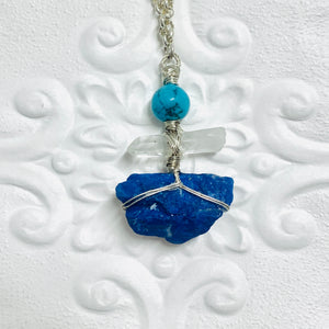Howlite, Quartz and Raw Lapis Lazuli Petite Necklace